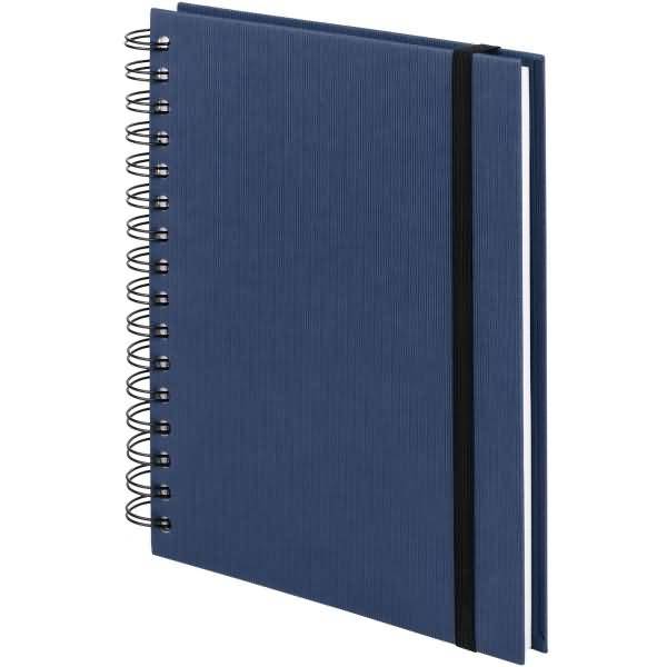 Notizbuch Wire-O DIN A5 80 Blatt blanko mit Gummizug Navy