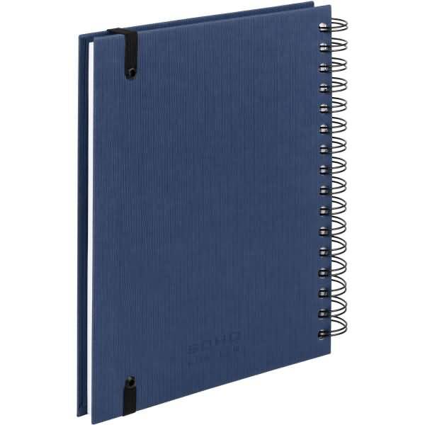 Notizbuch Wire-O DIN A5 80 Blatt blanko mit Gummizug Navy
