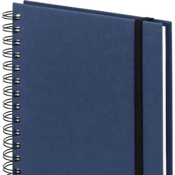 Notizbuch Wire-O DIN A5 80 Blatt blanko mit Gummizug Navy