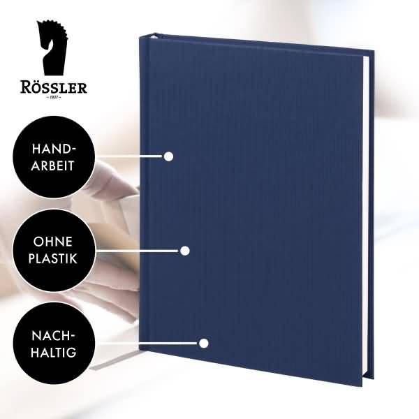 Notizbuch gebunden A5 96 Blatt dotted grid offwhite Navy