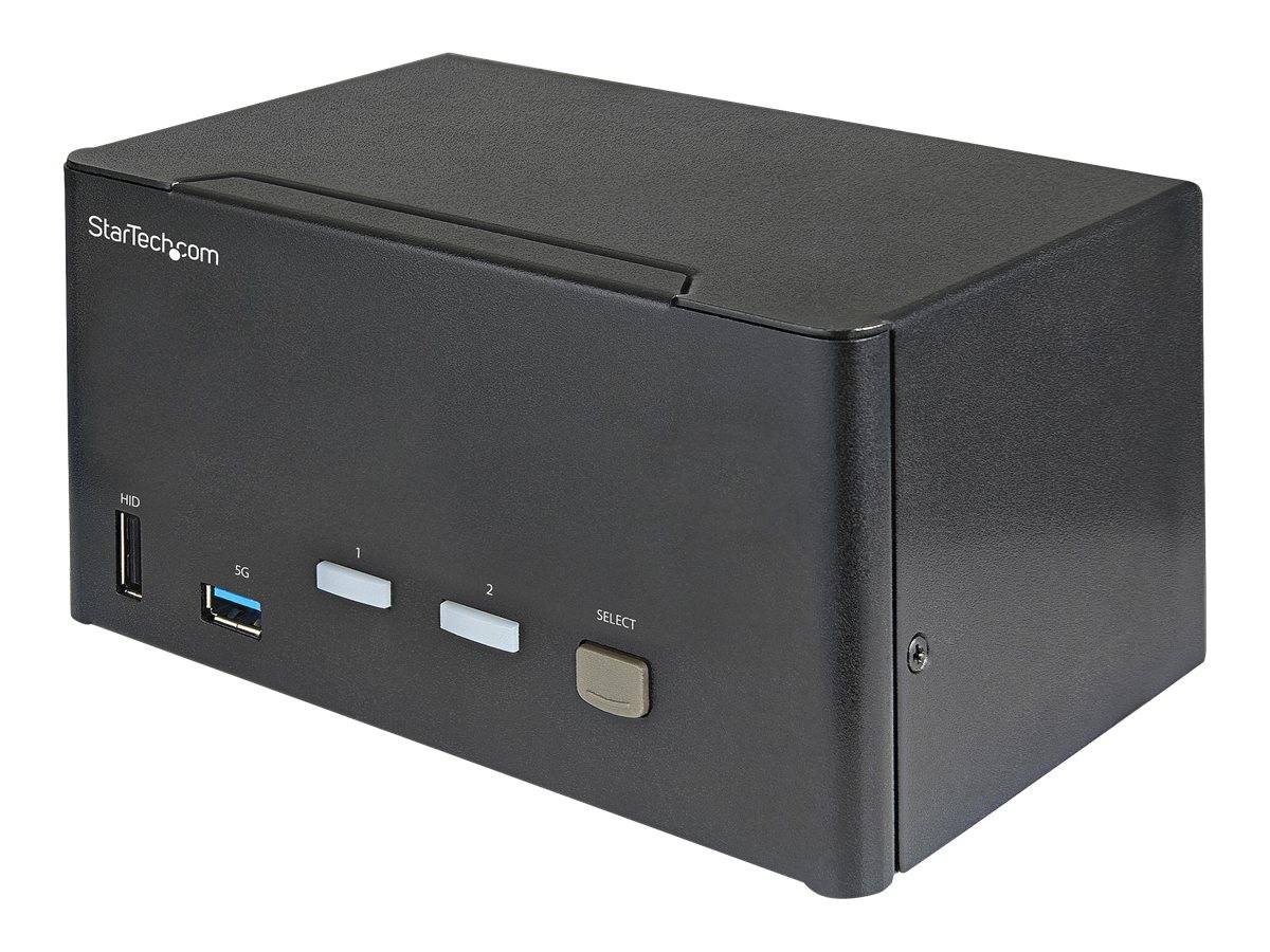 StarTech.com 2 Port DisplayPort KVM Switch - 4K 60 Hz UHD HDR - DP 1.2 KVM Umschalter mit USB 3.0 Hub mit 2 Anschlüssen