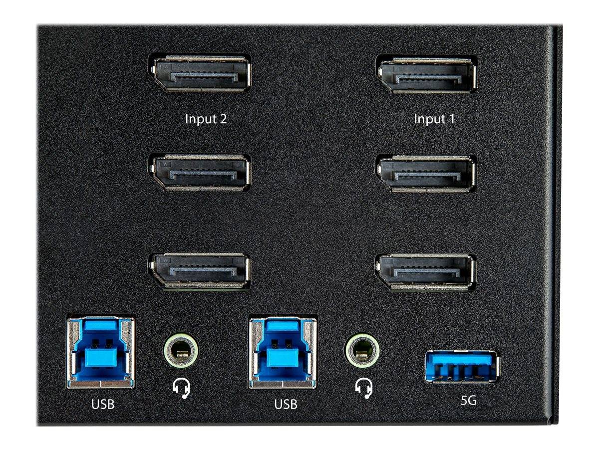StarTech.com 2 Port DisplayPort KVM Switch - 4K 60 Hz UHD HDR - DP 1.2 KVM Umschalter mit USB 3.0 Hub mit 2 Anschlüssen