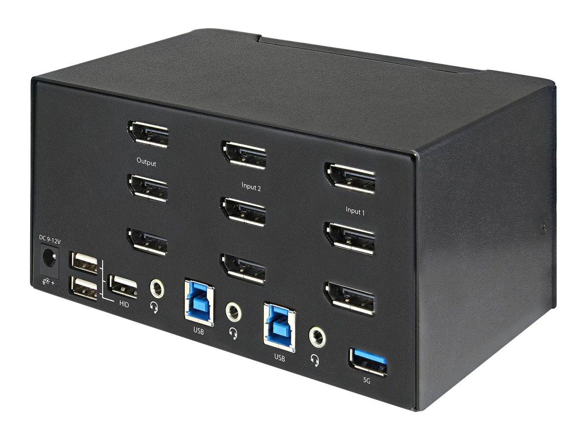 StarTech.com 2 Port DisplayPort KVM Switch - 4K 60 Hz UHD HDR - DP 1.2 KVM Umschalter mit USB 3.0 Hub mit 2 Anschlüssen