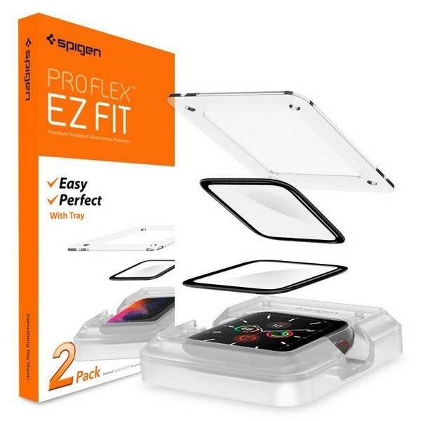 Spigen Hart Glas 2 Stk. für Apple Watch 4 / 5 / 6 / SE 44mm Panzerfolie Displayschutz inkl. Montage Hilfe
