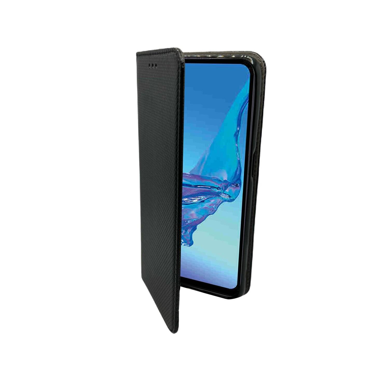 Buch Tasche "Fancy" kompatibel mit Oppo A53s Handy Hülle Etui Brieftasche Schutzhülle mit Standfunktion, Kartenfach Schwarz
