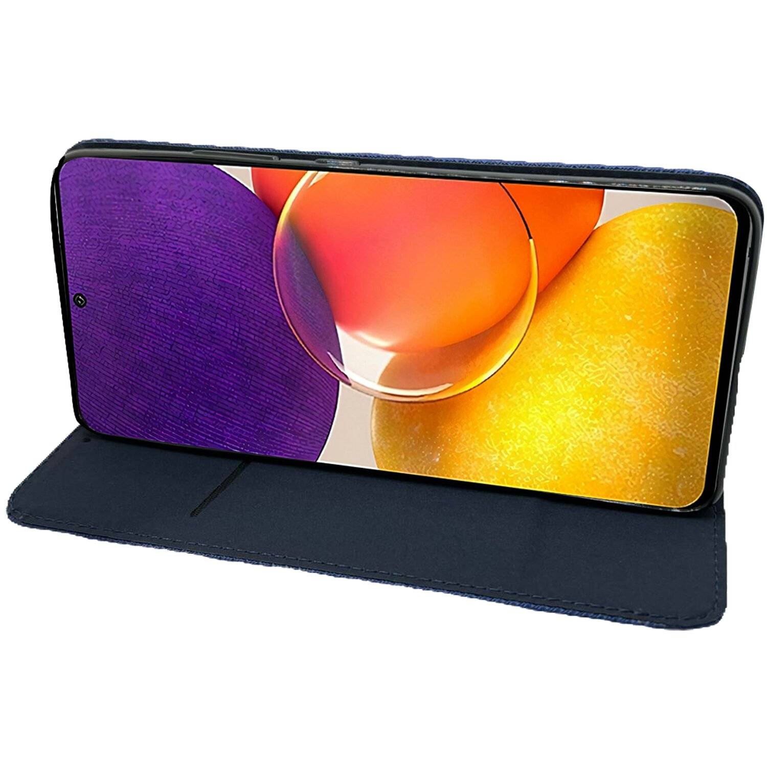 Buch Tasche "Smart" kompatibel mit SAMSUNG GALAXY A82 (A826S) Handy Hülle Etui Brieftasche Schutzhülle mit Standfunktion, Kartenfach Blau