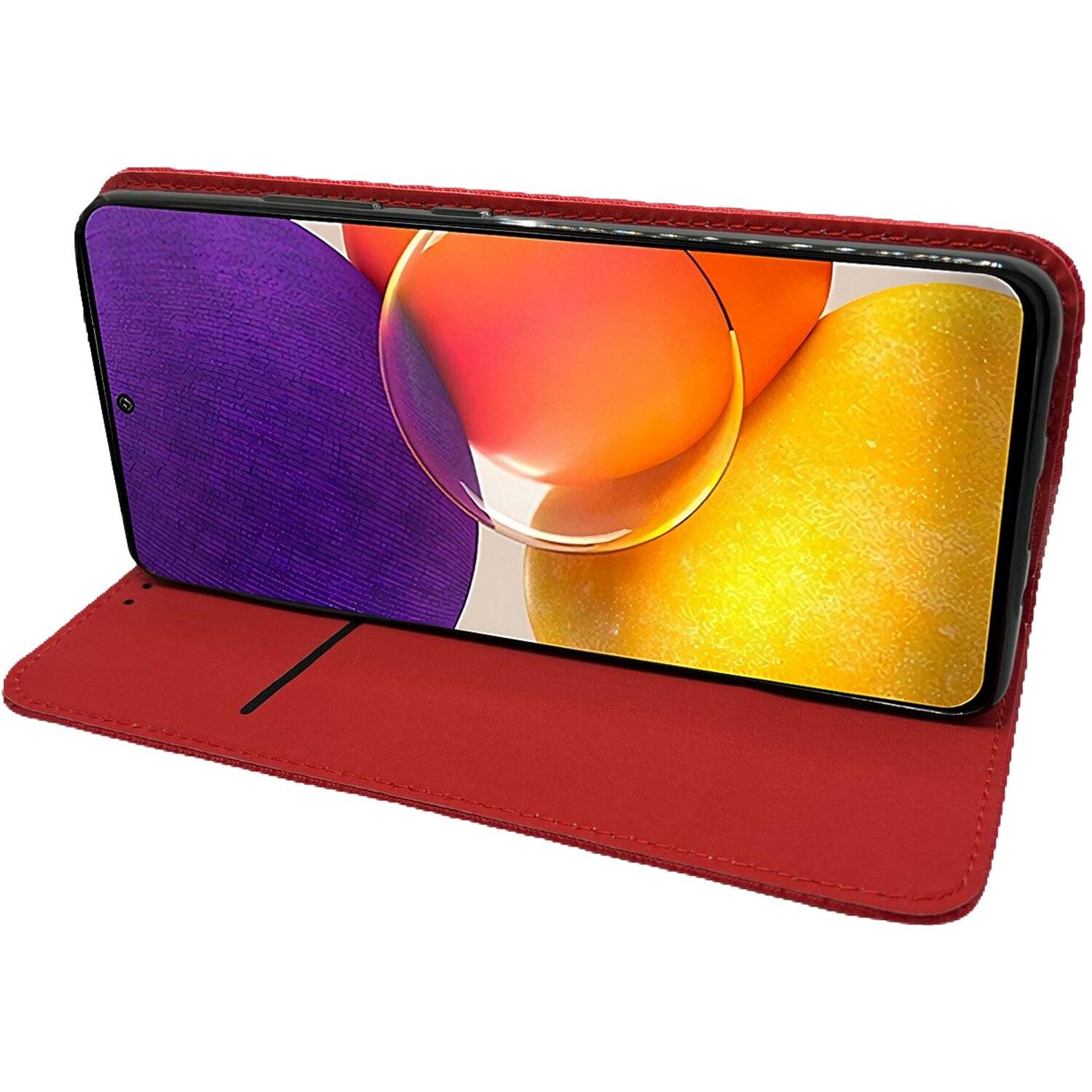 Buch Tasche "Smart" kompatibel mit SAMSUNG GALAXY A82 (A826S) Handy Hülle Etui Brieftasche Schutzhülle mit Standfunktion, Kartenfach Rot