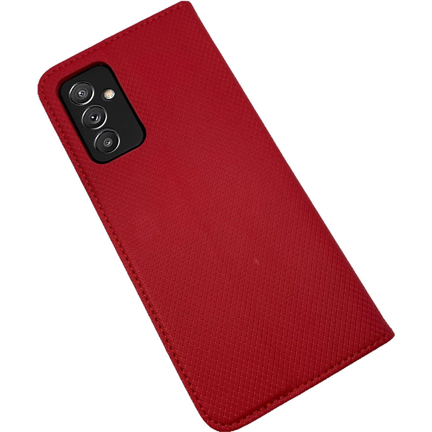 Buch Tasche "Smart" kompatibel mit SAMSUNG GALAXY A82 (A826S) Handy Hülle Etui Brieftasche Schutzhülle mit Standfunktion, Kartenfach Rot