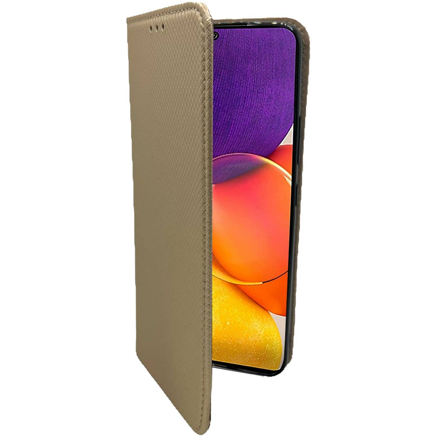 Buch Tasche "Smart" kompatibel mit SAMSUNG GALAXY A82 (A826S) Handy Hülle Etui Brieftasche Schutzhülle mit Standfunktion, Kartenfach Gold