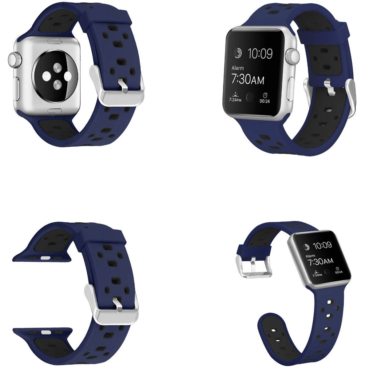 Für Apple Watch Series 8 7 41 / 6 SE 5 4 40 / 3 2 1 38mm Hochwertiges Kunststoff / Silikon Uhr Watch Smart Sport Armband Navy-Blau