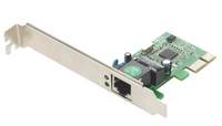 PCI-Netzwerkadapterkarte mit einem Ethernet-Anschluss auf einer Metallhalterung