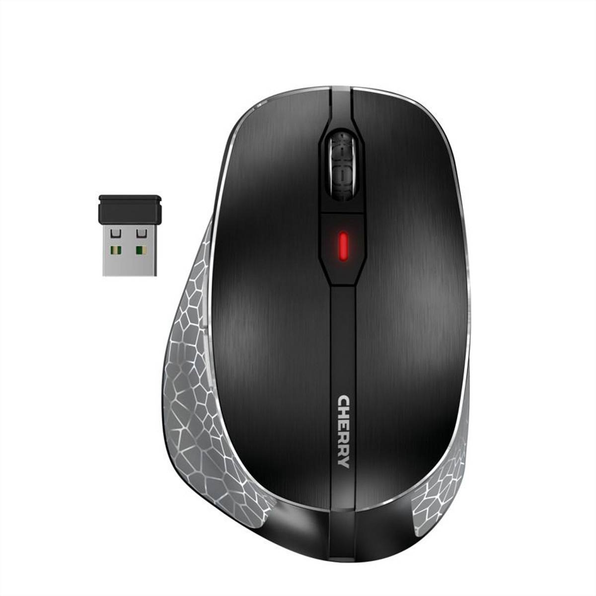 CHERRY MW 8C ERGO - Maus - ergonomisch - optisch - 6 Tasten - kabellos - 2.4 GHz, Bluetooth 4.0 - kabelloser Empfänger (
