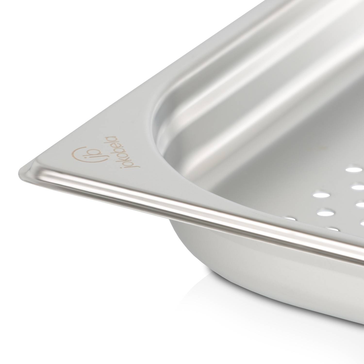 jokobela Edelstahl GN-Behälter 2/3 40 mm tief (perfortiert) - 353 x 325 x 40 mm (0,6 mm dick) GastroNorm-Behälter