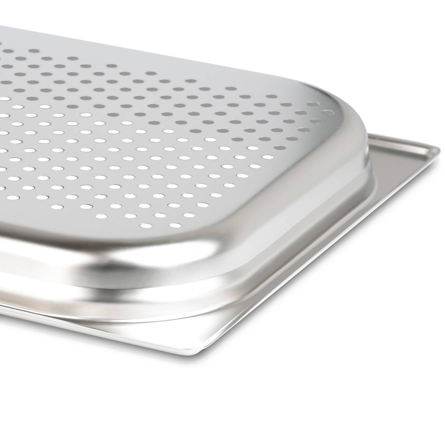 jokobela Edelstahl GN-Behälter 2/3 40 mm tief (perfortiert) - 353 x 325 x 40 mm (0,6 mm dick) GastroNorm-Behälter