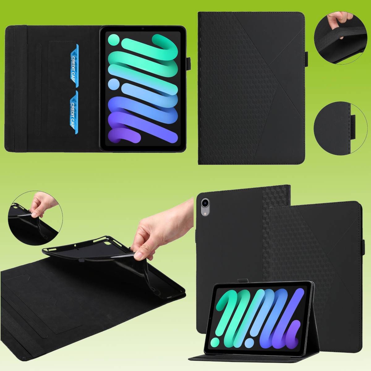 Für Tablet Design Muster Tasche Kunst-Leder Hülle Etuis Cover Schutz Case Zubehör