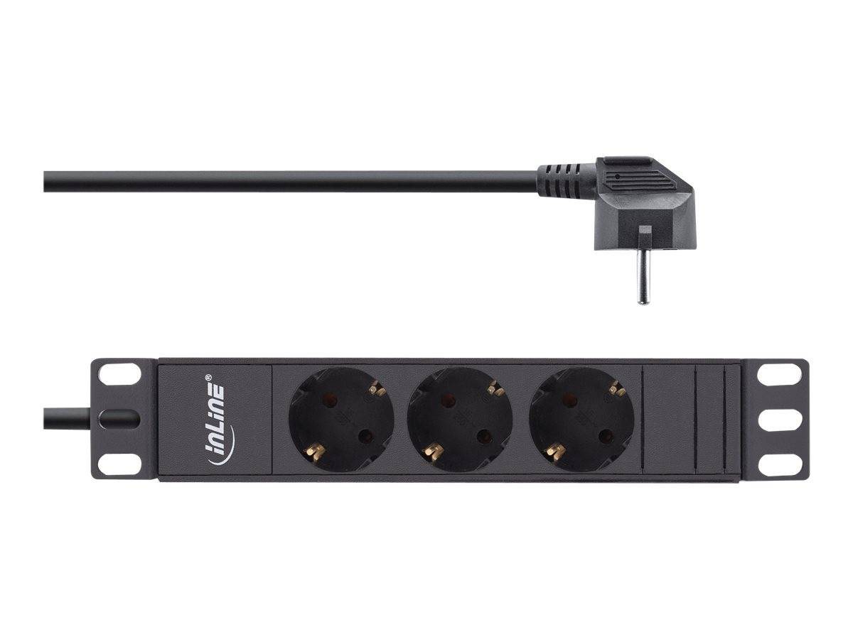 INLINE - 10"" Steckdosenleiste - 3-fach Schutzkontakt - ohne Schalter - 2m - schwarz