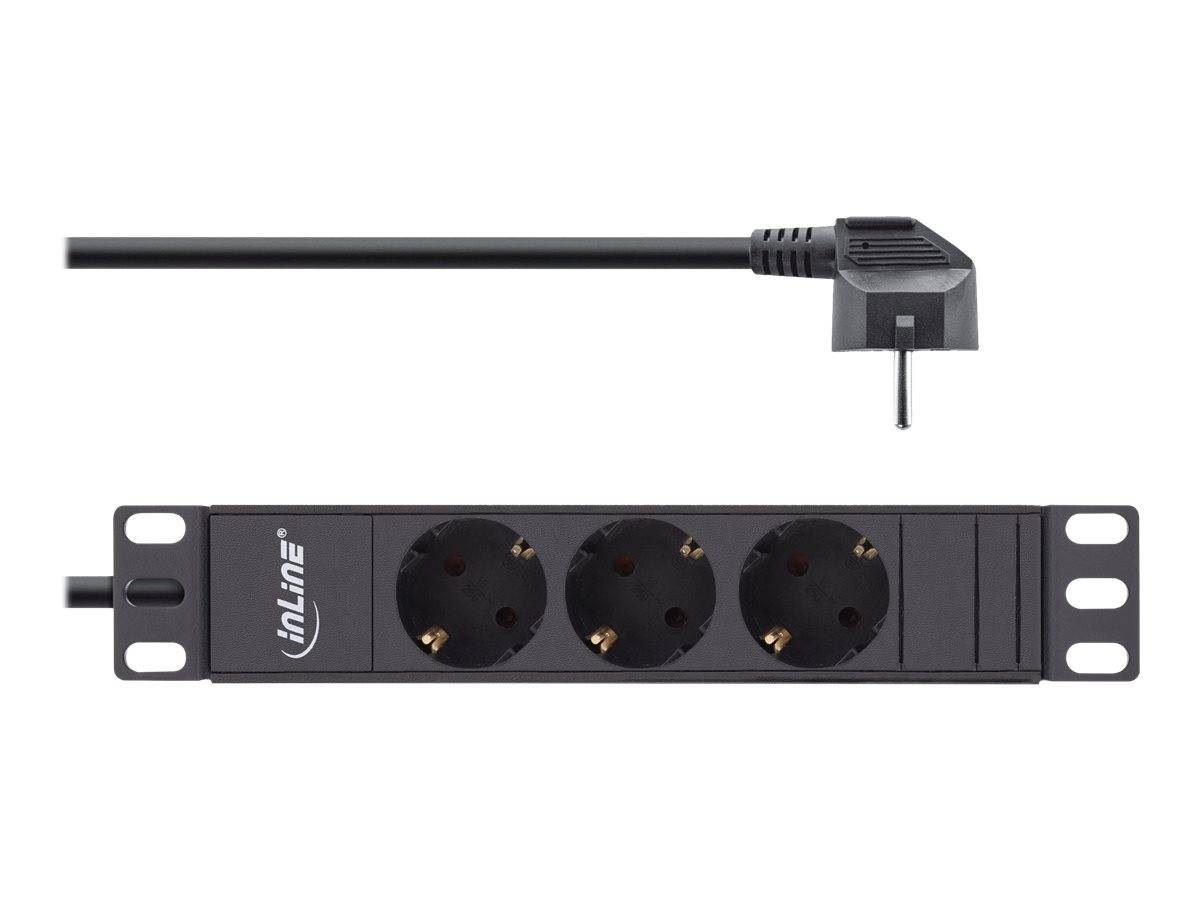 INLINE - 10"" Steckdosenleiste - 3-fach Schutzkontakt - C14 Anschluss - ohne Schalter