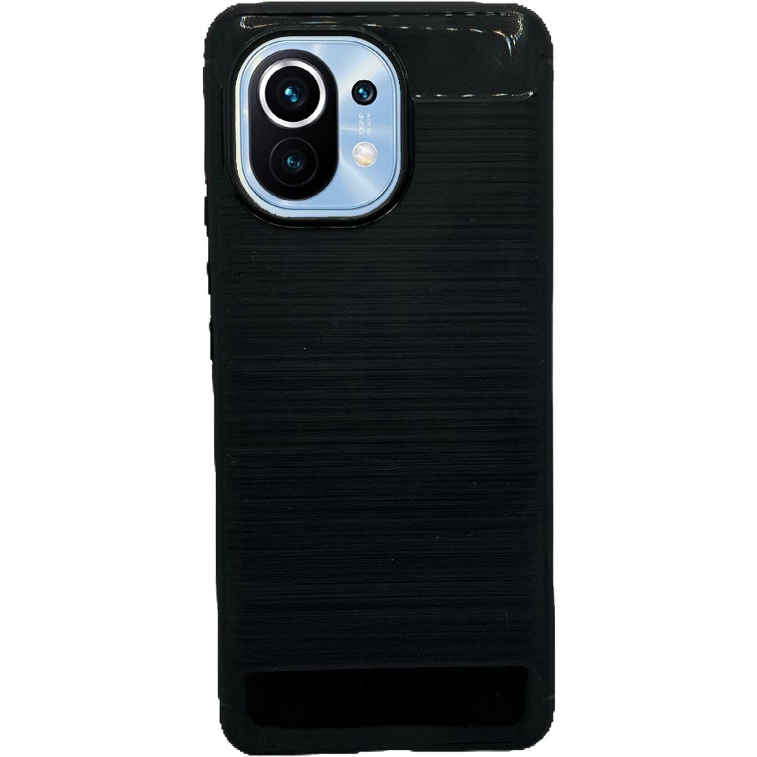 Silikon Hülle Carbon kompatibel mit XIAOMI MI 11 Case TPU Soft Handyhülle Cover Schutzhülle Schwarz