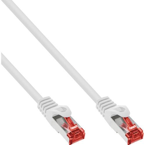 InLine® Patchkabel, S/FTP (PiMf), Cat.6, halogenfrei, Kupfer, weiß, 1m Kabel Patchkabel RJ45 Cat.6