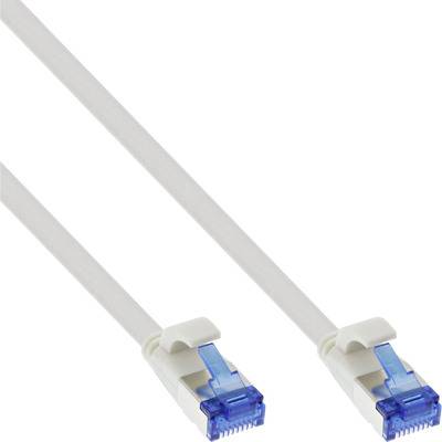 InLine® Patchkabel flach, U/FTP, Cat.6A, TPE halogenfrei, weiß, 10m Kabel RJ45 Cat.6A