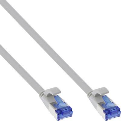 InLine® Patchkabel flach, U/FTP, Cat.6A, TPE halogenfrei, grau, 0,25m Kabel RJ45 Cat.6A