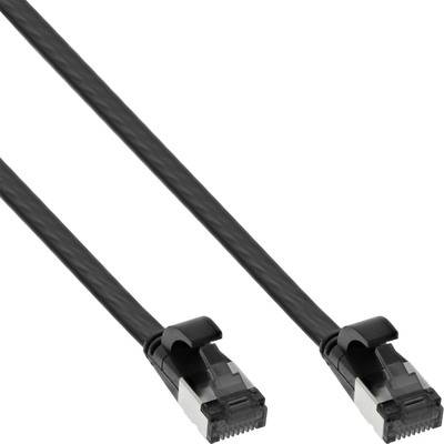 InLine® Patchkabel flach, U/FTP, Cat.8.1, TPE halogenfrei, schwarz, 5m Kabel RJ45 Cat.8.1