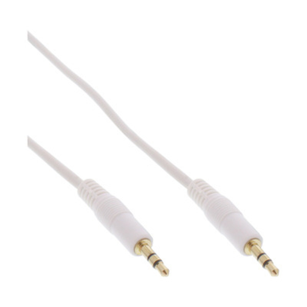 InLine® Klinke Kabel, 3,5mm Stecker / Stecker, Stereo, weiß / gold, 5m Kabel zu Standard