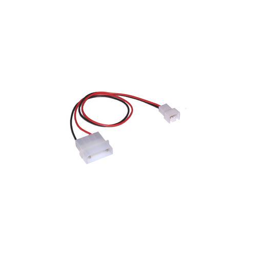 Ein Molex-auf-Mini-Stecker-Kabel mit roten und schwarzen Drähten.