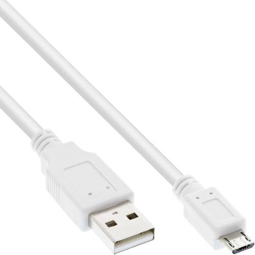 InLine® Micro-USB 2.0 Kabel, USB-A Stecker an Micro-B Stecker, weiß, 2m Kabel USB & Lightning USB