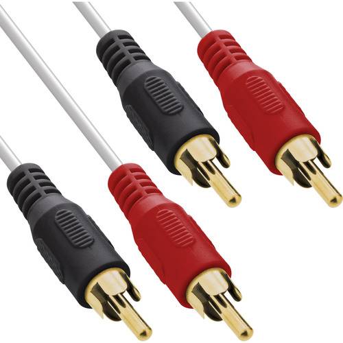 InLine® Cinch Kabel, 2x Cinch, Stecker / Stecker, weiß / gold, 5m Kabel Audio- / Videokabel &