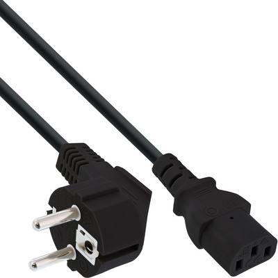 InLine® Netzkabel, Schutzkontakt gewinkelt auf Kaltgerätestecker C13, 10m Kabel Stromkabel extern