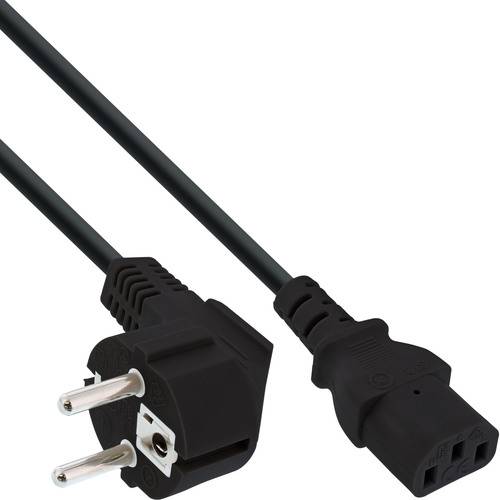 InLine® Netzkabel, Schutzkontakt gewinkelt auf Kaltgerätestecker C13, 0,5m Kabel Stromkabel extern
