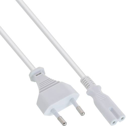 InLine® Netzkabel, Netzstecker auf Euro 8 C7 Stecker, weiß, 0,3m Kabel Stromkabel extern 8