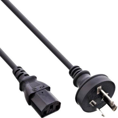 InLine® Netzkabel, Netzstecker Australien auf Kaltgerätestecker C13, 1,8m Kabel Stromkabel extern