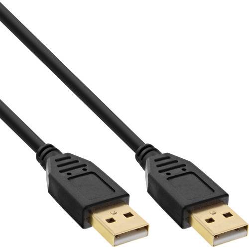 Zwei schwarze USB-Kabel sind ausgelegt, jedes mit einem rechteckigen Stecker, der ein USB-Symbol aufweist. Die Kabel wirken neu und unbenutzt.