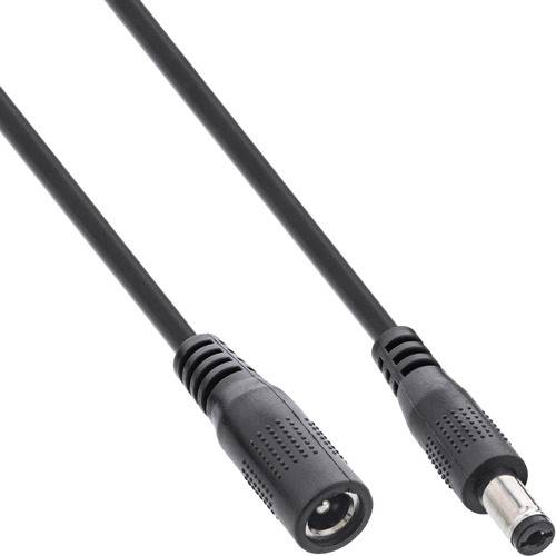 InLine® Verlängerungskabel, DC Stecker 5,5x2,1mm, schwarz, 5m Kabel Stromkabel extern Surface-, &