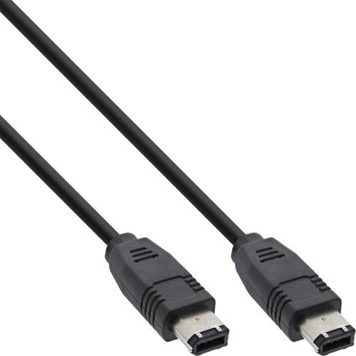 Zwei schwarze Kabel mit identischen Steckern an jedem Ende, die zur Datenübertragung zwischen Geräten verwendet werden.