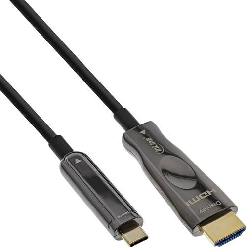 Ein USB-C-auf-HDMI-Kabel mit schwarzen Steckern und strapazierfähiger gewebter Außenseite, das zum Anschließen von Geräten an Displays verwendet wird.