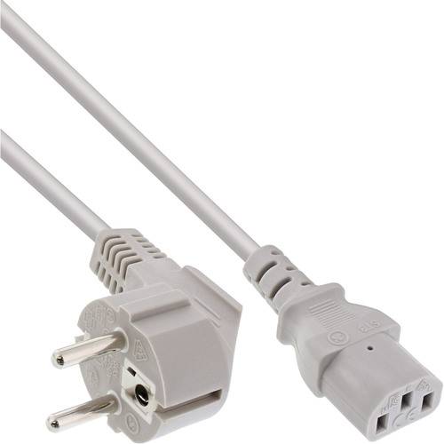 Ein europäischer Stromstecker verbindet sich mit einer passenden Steckdose mit drei runden Stiften und einem grauen Kabel, das die Kompatibilität zeigt.