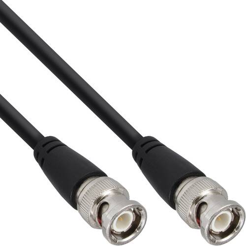 Zwei koaxiale Kabel mit BNC-Steckverbindern auf weißem Hintergrund, verwendet für Video- und Hochfrequenzsignale.