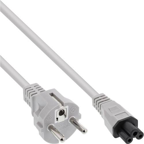 Ein weißes europäisches Zweipolistecker-Stecker verbunden mit einem zweipoligen Stromkabel.