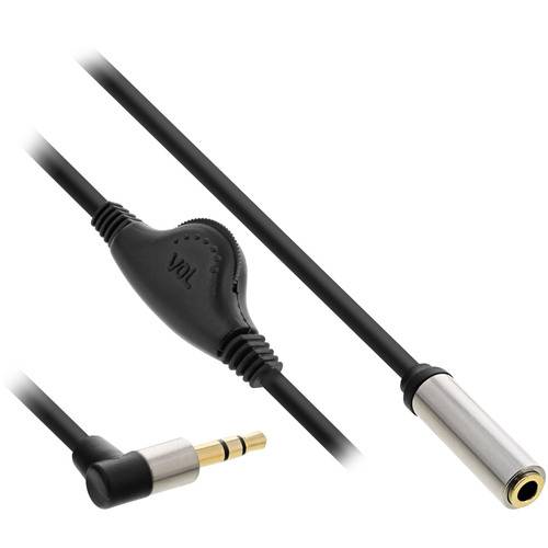 InLine® Slim Audio Kabel Klinke 3,5mm ST gewinkelt / BU, mit Lautstärkeregler Audio- / Videokabel