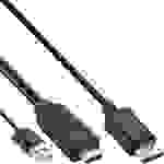 InLine® HDMI zu DisplayPort Konverter Kabel, 4K, schwarz/gold, 2m Kabel zu