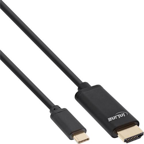 Ein schwarzes HDMI-auf-USB-C-Kabel, geeignet zum Verbinden von Geräten mit unterschiedlichen Anschlüssen.