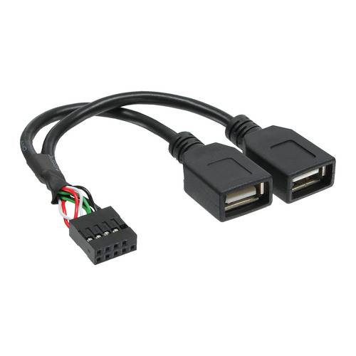 InLine® USB 2.0 Adapterkabel, intern, 2x USB A Buchse, 0,2 m Adapter / Konverter USB