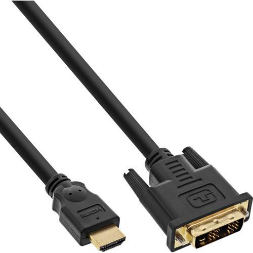 Ein HDMI-zu-DVI-Kabel mit schwarzen Anschlüssen und vergoldeten Spitzen, entwickelt zum Verbinden von Videogeräten mit Displays.