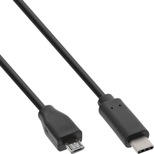 Zwei schwarze USB-Kabel mit verschiedenen Anschlüssen: eines mit Micro-USB und eines mit USB-C, zum Laden oder zur Datenübertragung.