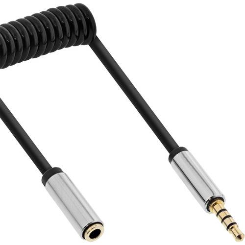 InLine® Slim Audio Spiralkabel Klinke 3,5mm ST/BU, 4-polig, Stereo, 1m Kabel Audio- / Videokabel &