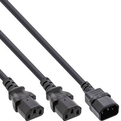 InLine® Netz-Y-Kabel, Kaltgeräte, 1x IEC-C14 auf 2x IEC-C13, 1,8m Kabel Stromkabel extern