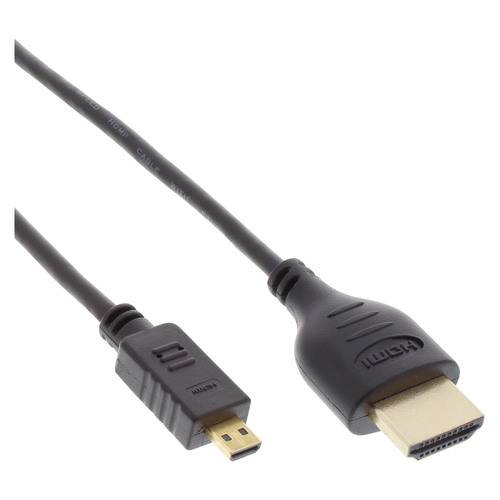 Micro-HDMI-auf-HDMI-Kabel mit sichtbaren Anschlüssen. Wird zum Verbinden von Geräten mit verschiedenen HDMI-Anschlüssen verwendet.
